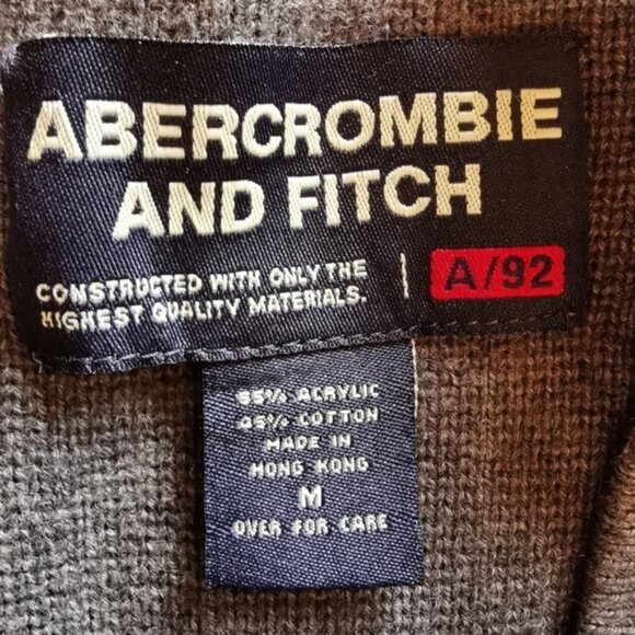 Abercrombie & Fitch Vintage Long Sleeve Ribbed Grey Sweater - Sz M - Picture 6 of 6